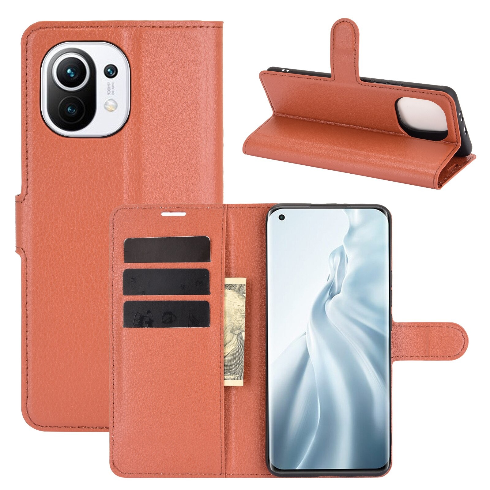 เคส Xiaomi Mi 11 #เคสฝาพับสไตล์กระเป๋าสตางค์หนัง PU ผิวลิ้นจี่