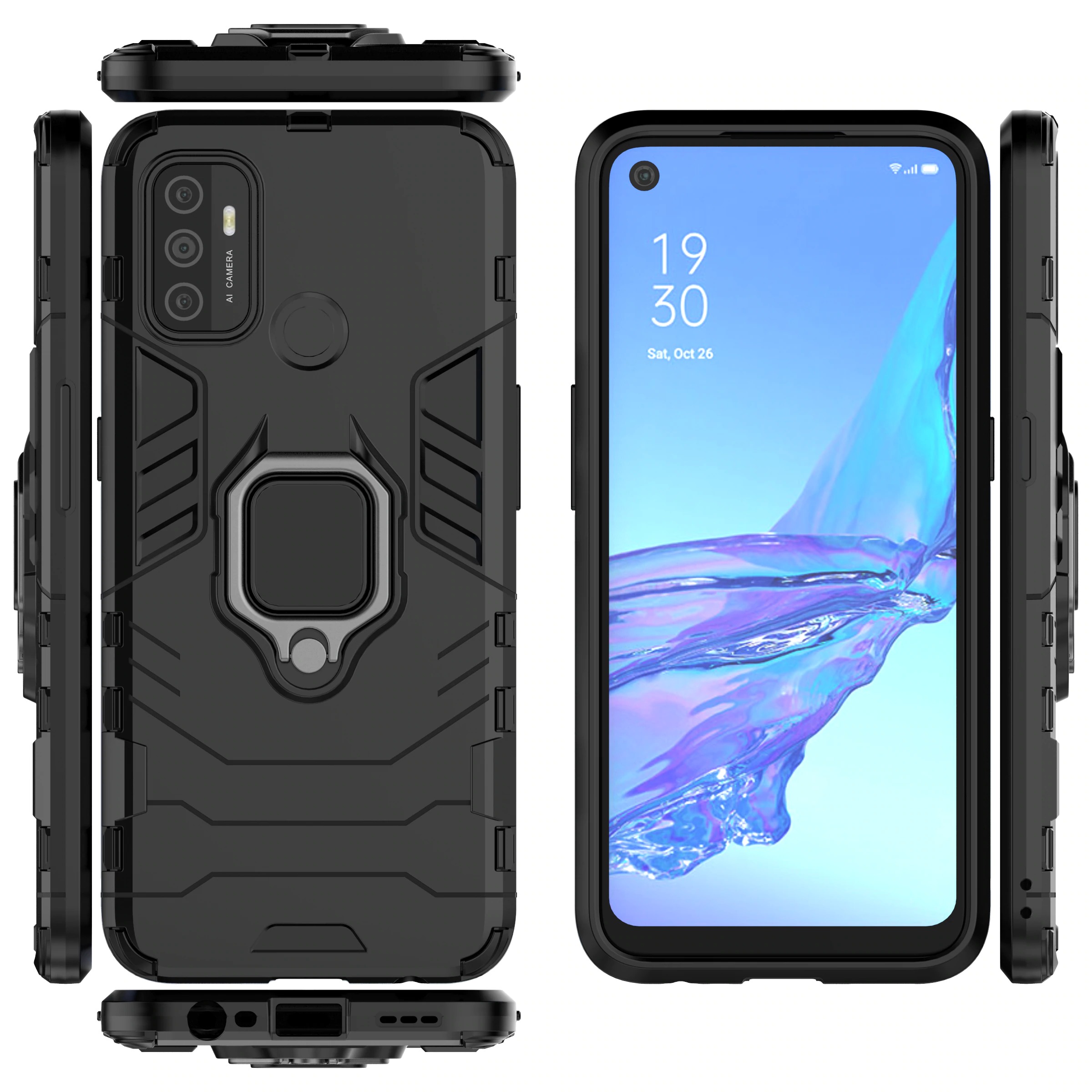 Case OPPO A53 2020 #เคสฝาหลังพลาสติกแข็ง +TPU Hybrid Case มีแหวนสวมนิ้วโลหะ