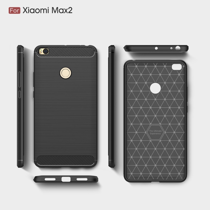 เคส Xiaomi Mi Max 2 #เคสตกแต่งคาร์บอนไฟเบอร์ ผิวขัดแปรง Brushered TPU Back Case