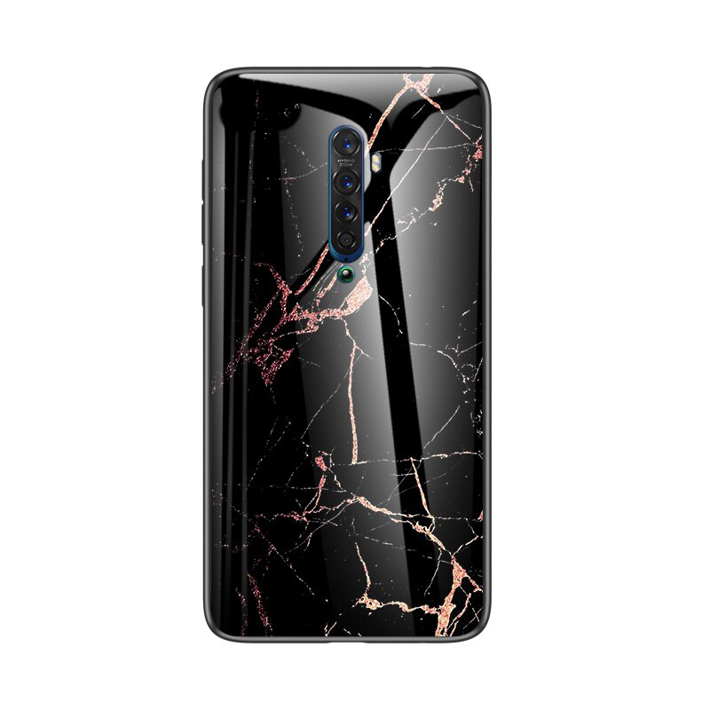 Case OPPO Reno 2F #เคสฝาหลัง Gradient Color ลายหินอ่อน Glass + PC + TPU Hybrid Case