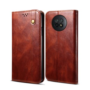 เคส Redmi Note 9T 5G #เคสฝาพับหนัง PU ผิวหนังม้า Waxy Crazy Horse Texture TPU + PU Leather Case Cover