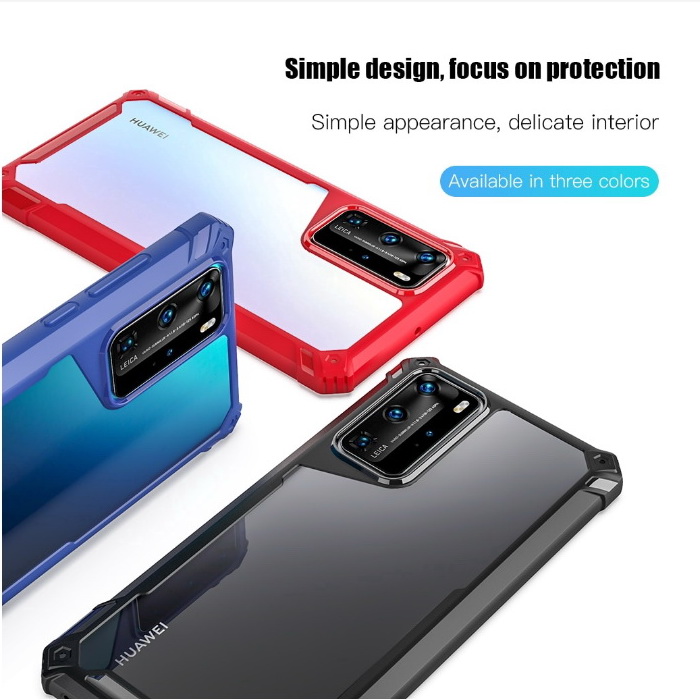 เคส Huawei P40 #เคสฝาหลังใสขอบทึบ Hybrid Shock Absorption PC + TPU