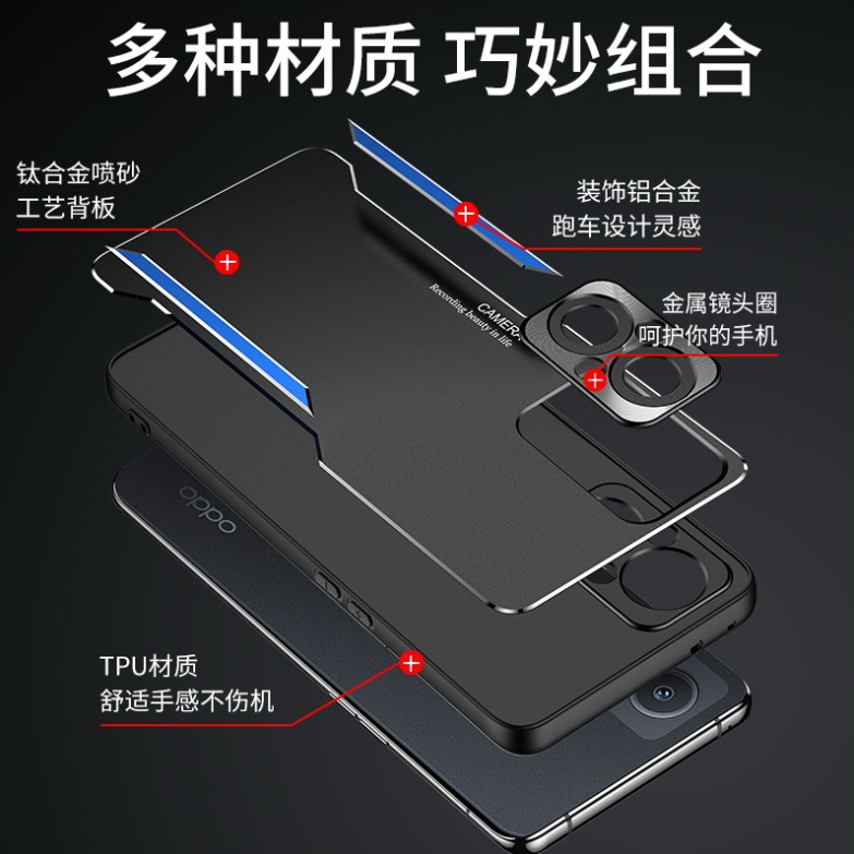 Case OPPO Reno 7z 5G #เคสฝาหลังไฮบริด Metal +TPU Shockproof metal back plate Phone Back Cover