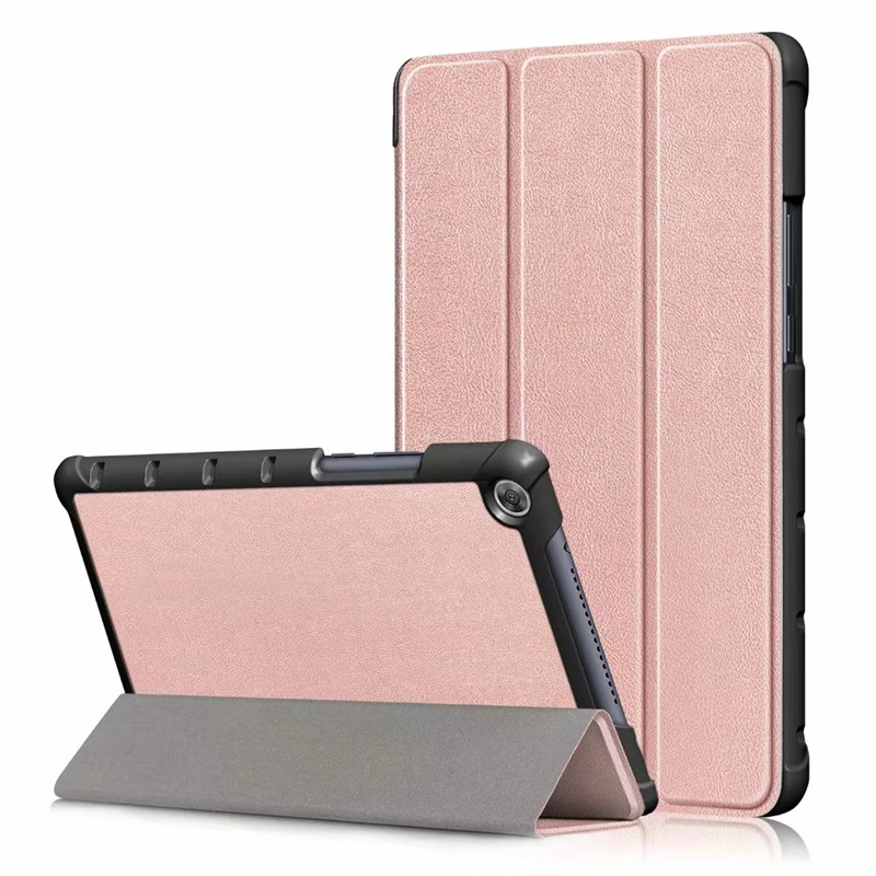 เคส Huawei MediaPad M5 Lite 8 #เคสฝาพับสามพับหนัง PU ผิวลิ้นจี่ Litchi Skin PU Leather Tri-fold Stand Tablet Cover