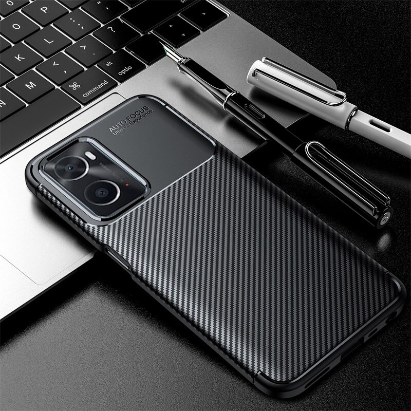 เคส OPPO A76 #เคสฝาหลังนิ่ม Carbon Fiber Anti-drop TPU Protection