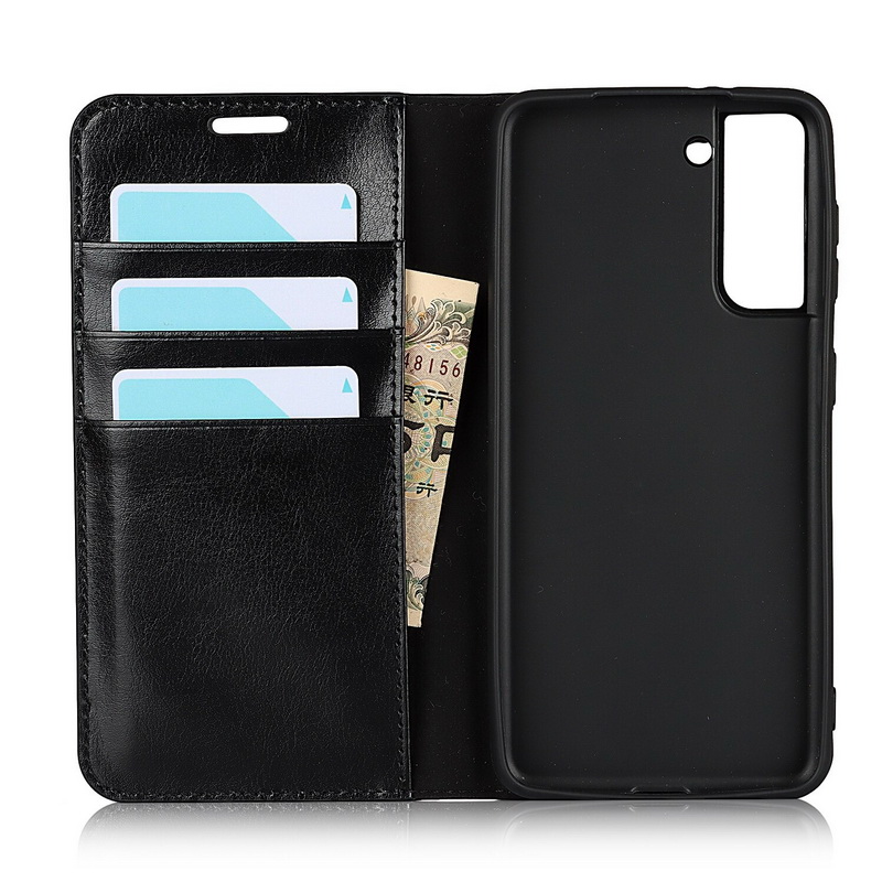 Case Samsung Galaxy S21 FE 5G #เคสฝาพับหนังแท้แบบกระเป๋าสตางค์คุณภาพดี Crazy Horse Genuine Leather Cover