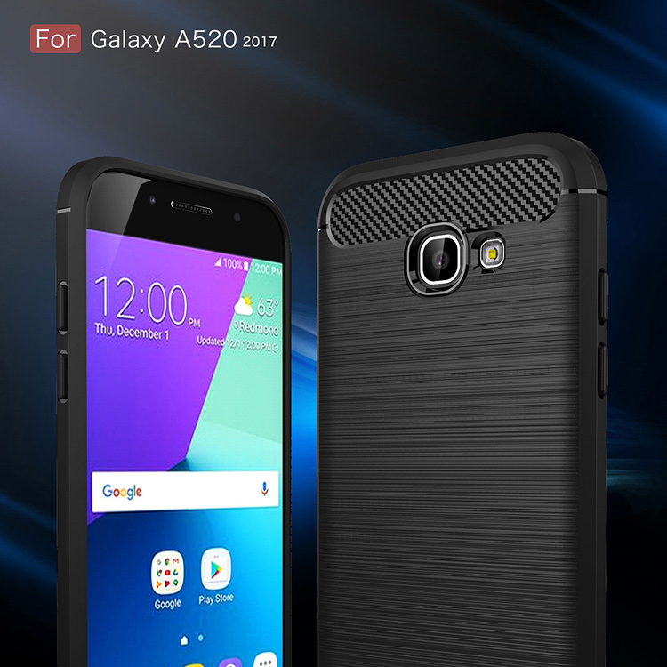 เคส Samsung Galaxy A5 2017 เคสฝาหลังนิ่มที่ตกแต่งด้วยคาร์บอนไฟเบอร์