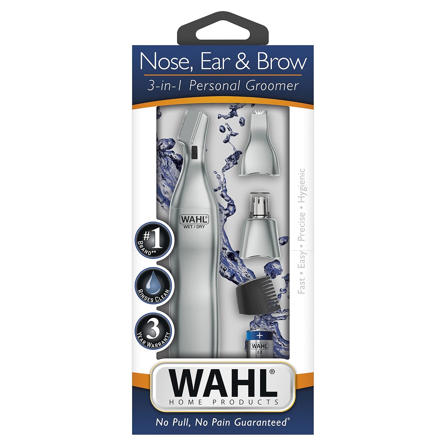 WAHL® Battery Ear Nose & Brow 3-in-1 Personal Trimmer รุ่น5545-400 ทริมเมอร์ ตัดแต่งขนในหู จมูก คิ้ว ถอดหัวได้ กันน้ำ