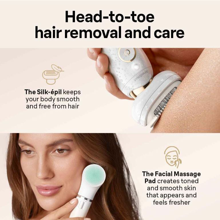 (Braun®) Silk épil 9 Flex Epilator Beauty Set with FaceSpa, SES 9300 3D เครื่องโกนขนไฟฟ้า สปาผิว
