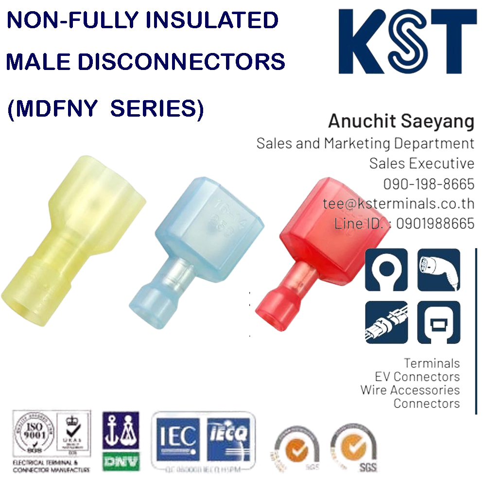 MDFNY หางปลาเสียบแบนตัวผู้หัวเหลี่ยมหุ้มเต็มแบบใส,nylon-full insulated male disconnectors
