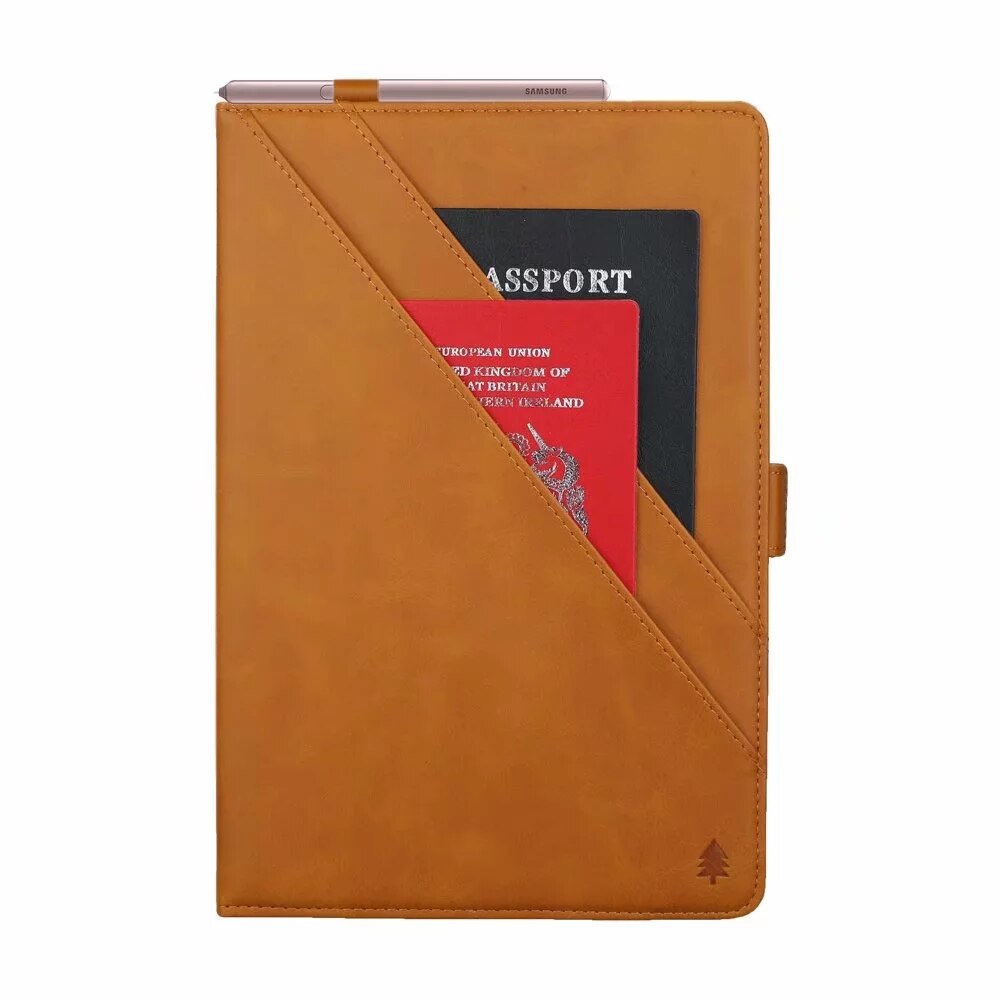 Case Samsung Galaxy Tab S7 11นิ้ว T870 T875 #เคสฝาพับหนัง PU ช่องเสียบการ์ดภายนอกและภายใน Flip Card Slots Stand Leather