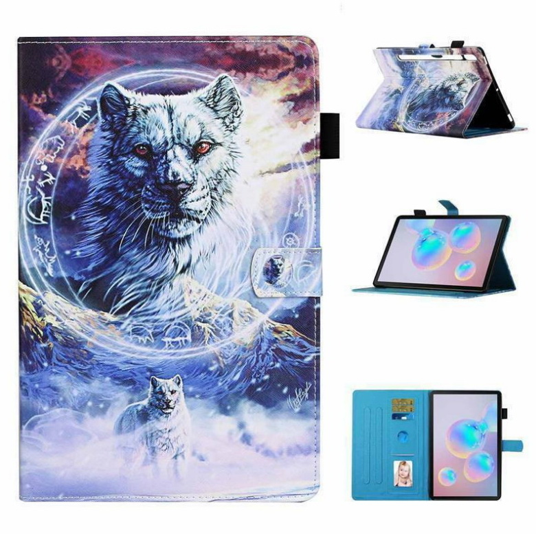 Case Samsung Galaxy Tab S7 SM-T870 SM-T875 #เคสฝาพับมีช่องเก็บบัตรพิมพ์ลายสวยๆ Pattern Printing Magnetic Leather