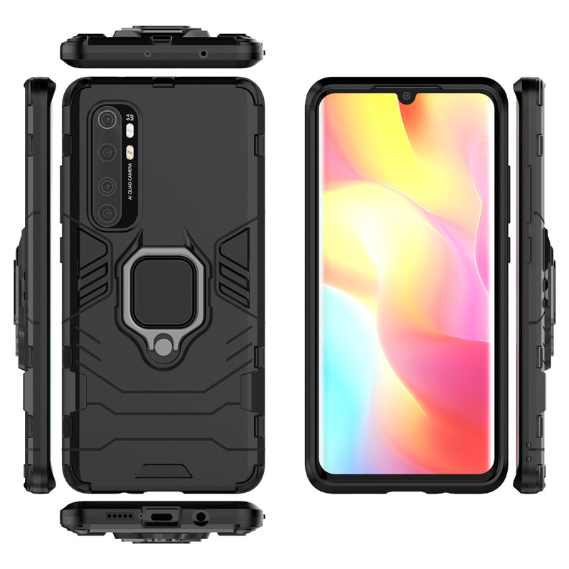 Case Xiaomi Mi Note 10 Lite #เคสฝาหลังพลาสติกแข็ง +TPU Hybrid Case มีแหวนสวมนิ้วโลหะ