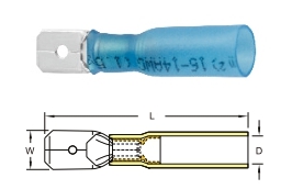 หางปลาเสียบแบนตัวผู้ ชนิดท่อหดกันน้ำ heat shrinkable-male disconnectors hd double crimp type