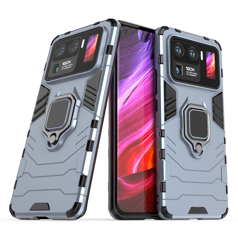 เคส Xiaomi Mi 11 Ultra #เคสฝาหลังพลาสติกแข็ง +TPU Hybrid Case มีแหวนสวมนิ้วโลหะ