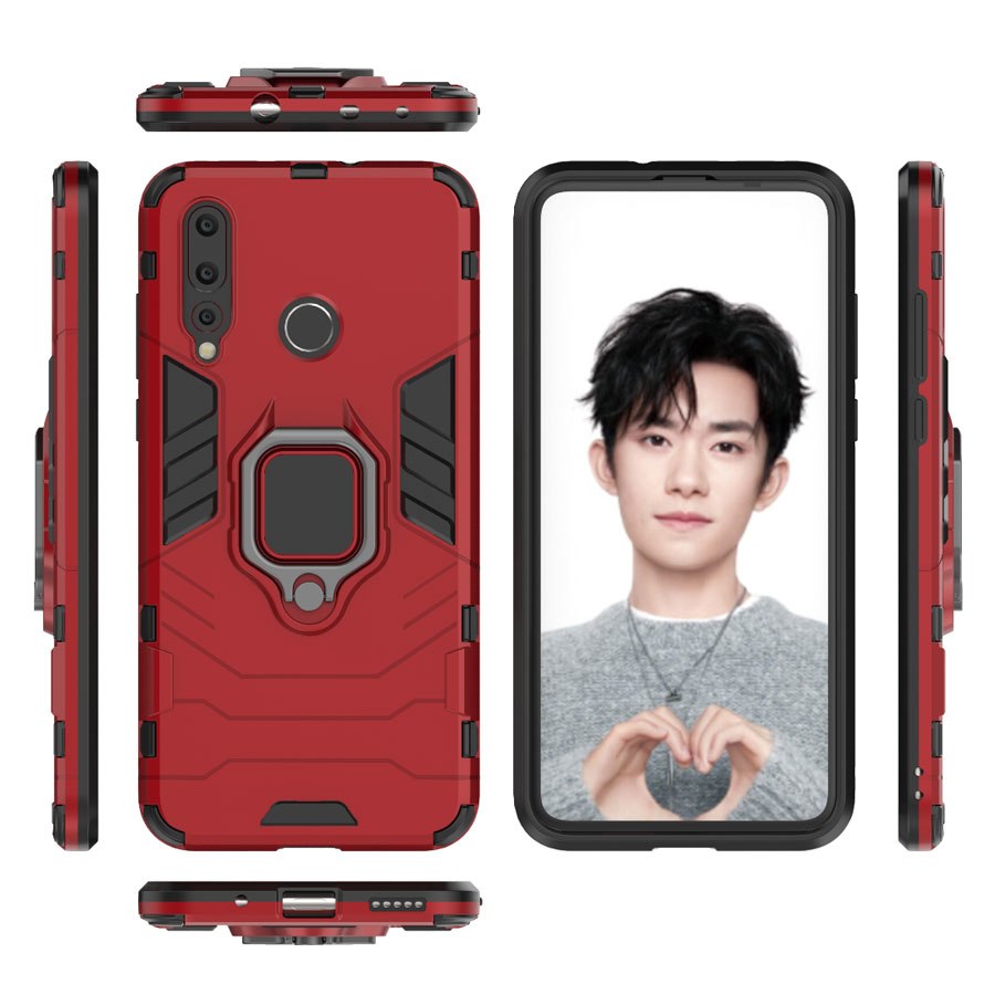 Case Huawei nova 4 #เคสฝาหลังพลาสติกแข็ง +TPU Hybrid Case มีแหวนสวมนิ้วโลหะ