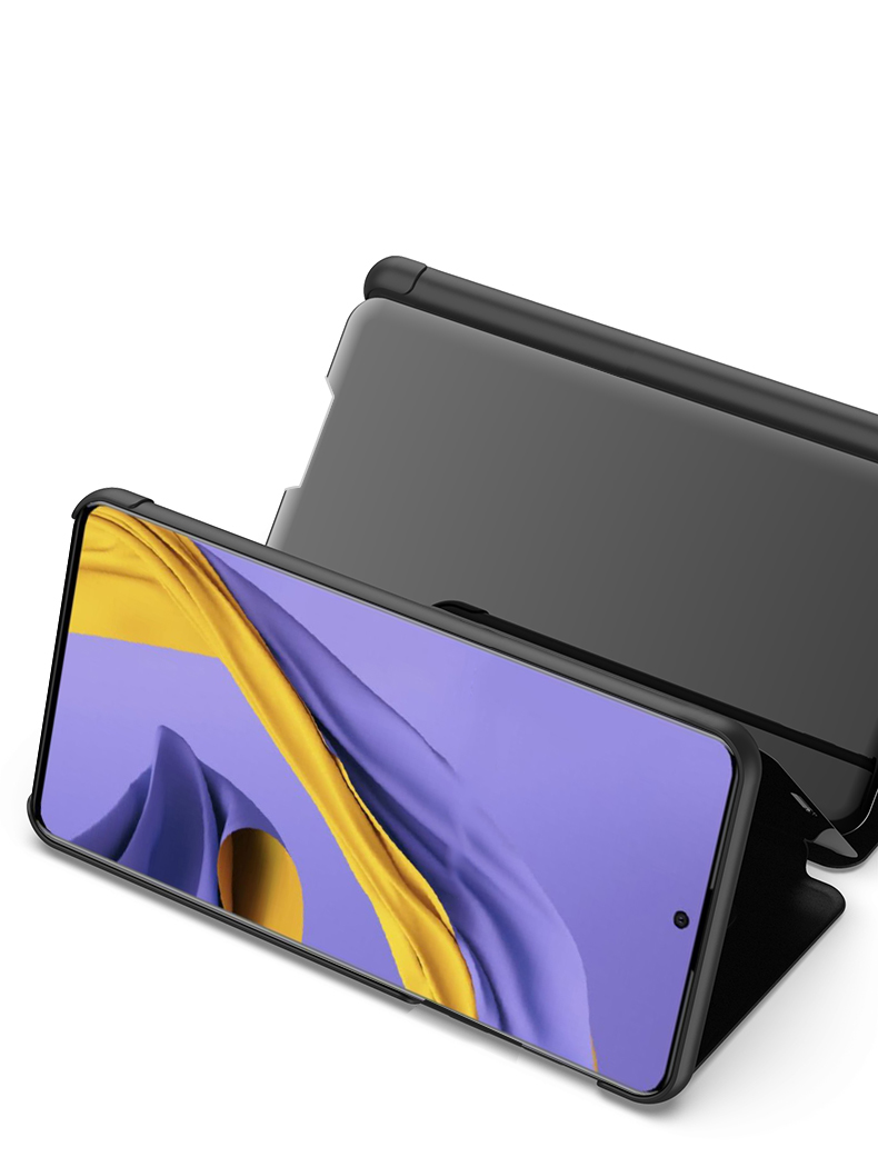 เคส Samsung Galaxy A51 #เคสฝาพับปกโปร่งแสงผิวเงา Electroplating Mirror Surface Window View