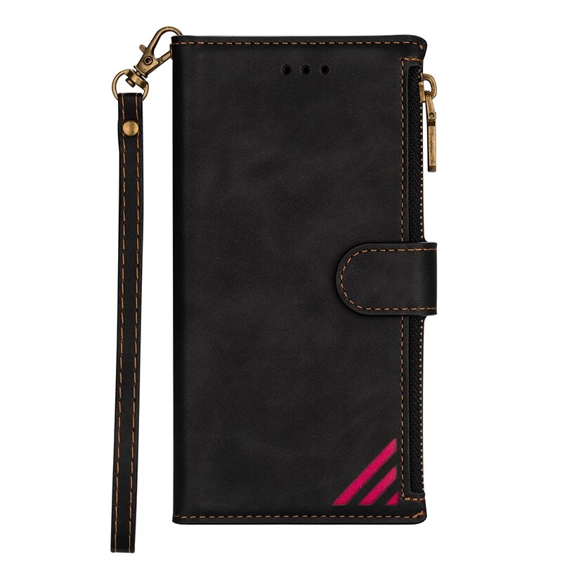 Case Samsung Galaxy S8#เคสฝาพับหนัง PU มีช่องซิปมีที่เสียบการ์ด สายคล้องมือ Card Slots Luxury Flip Stand Card Zipper Phone Leather Wallet Cover