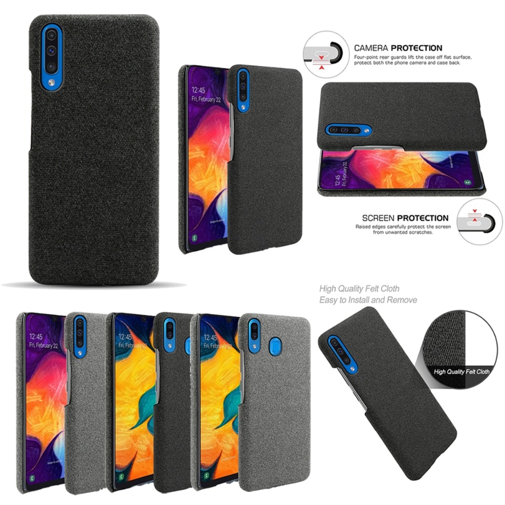 Case Samsung Galaxy A50 / A30s / A50s #เคสฝาหลังแข็งเคลือบผิวผ้า Cloth Skin PC Mobile Hard Phone Case Cover