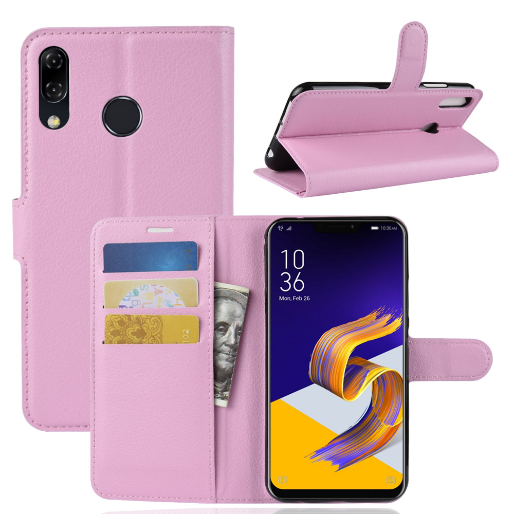 Case Asus Zenfone 5 ZE620KL / 5z ZS620KL #เคสฝาพับสไตล์กระเป๋าสตางค์หนัง PU ผิวลิ้นจี่สีสันสวยงามทันสมัย