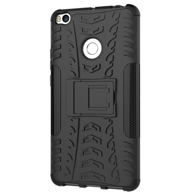 เคส Xiaomi Mi Max 2 #เคสฝาหลังไฮบริดรูปแบบยางรถยนต์ Kickstand TPU + PC 2 in 1