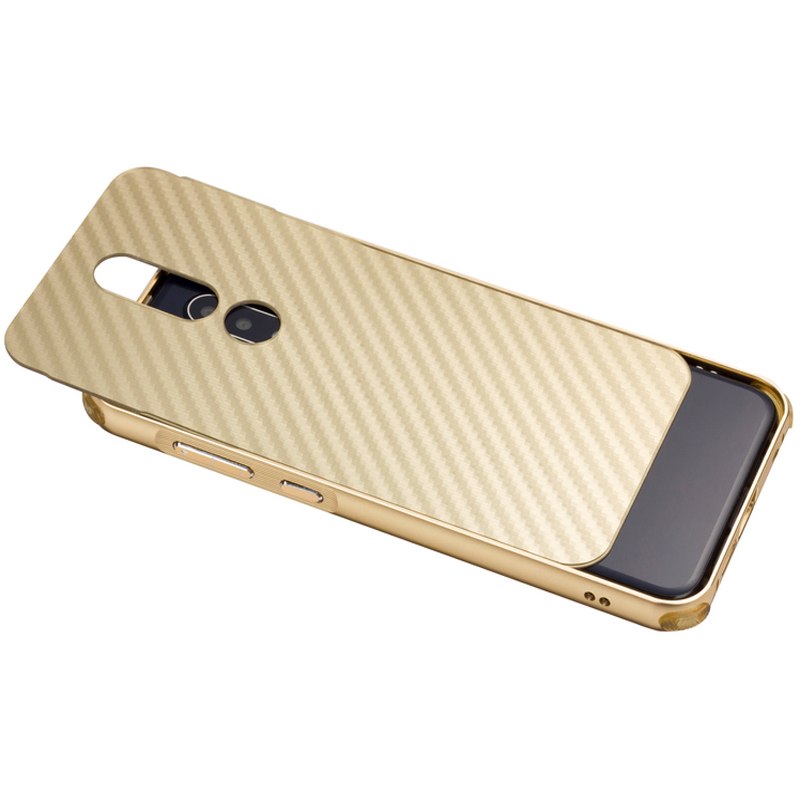 เคส Nokia 6.1 Plus / X6 (2018) #เคสขอบโลหะ+ฝาหลังพลาสติกผิวCarbon Fiber เลื่อนสไลด์
