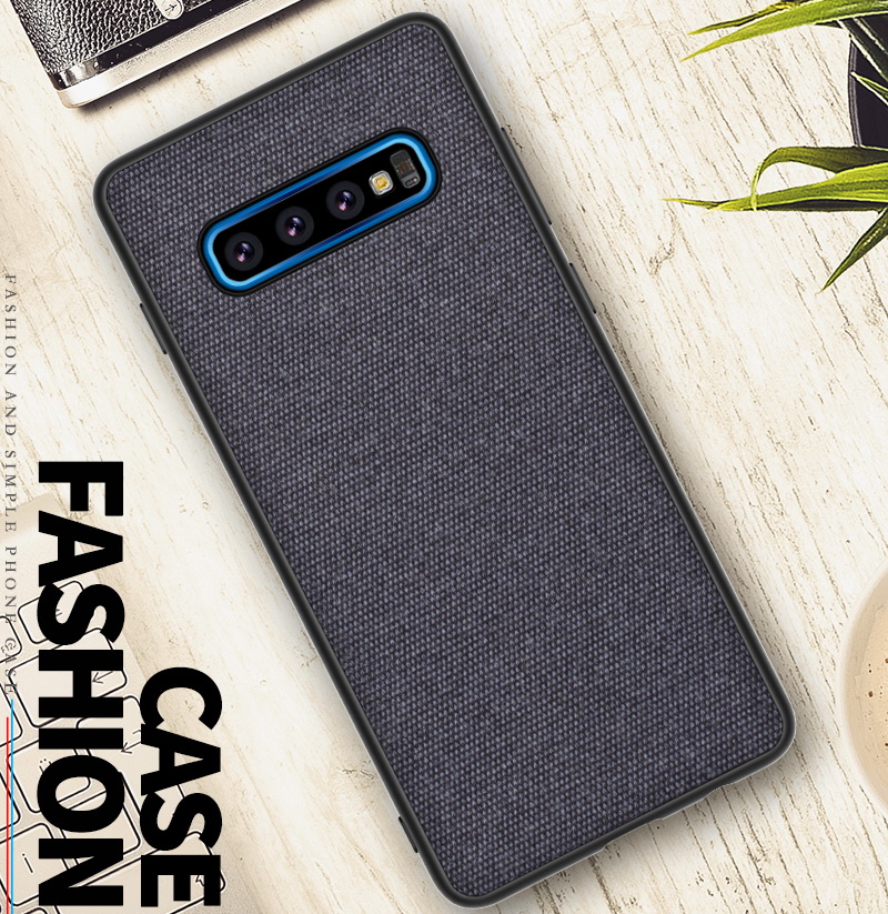 Case Samsung Galaxy S10+ #เคสฝาหลังรูปแบบ Cloth Texture PU Leather + TPU