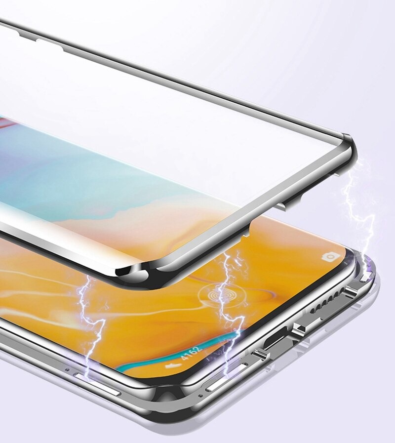 เคส OPPO A93 #เคสฝาครอบกระจกขอบโลหะดูดซับแม่เหล็ก Fully Protection Magnetic Adsorption Glass Metal Phone Protective