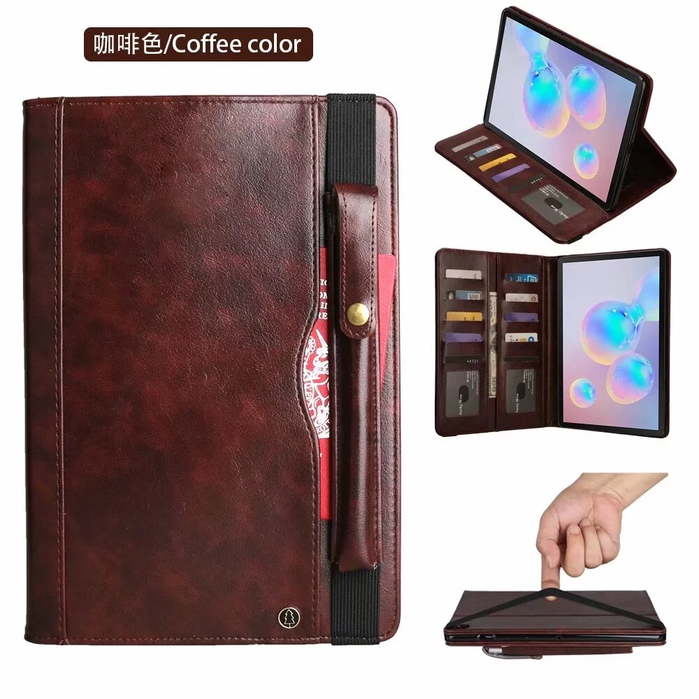 เคส Samsung Galaxy Tab S6 SM-T860 SM-T865 #เคสฝาพับหนัง PU แบบกระเป๋าสตางค์ Retro Horse Crazy พร้อมช่องปากกา