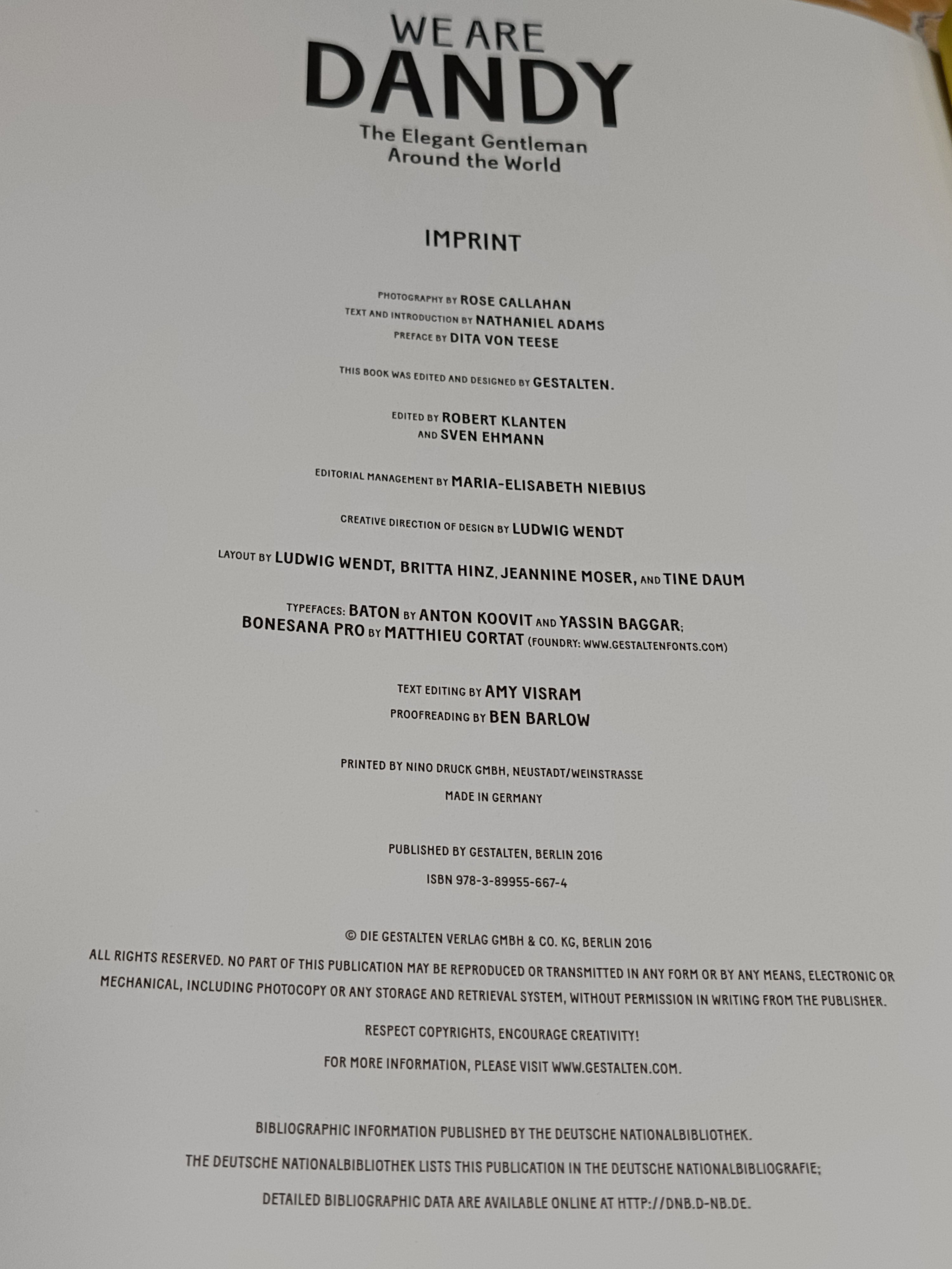 We are Dandy : The Elegant Gentleman around the World by Rose Callahan & Nathaniel Adams (2016) printed in Germany