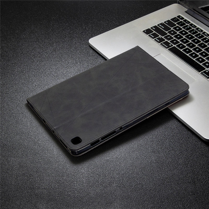 เคส Samsung Galaxy Tab S6 Lite 10.4 SM-P610 P615 P617 #เคสฝาพับหนัง PU มีช่องเสียบ ID บัตรอื่นๆในตัว Geometric Pattern Leather Card Holder Protective