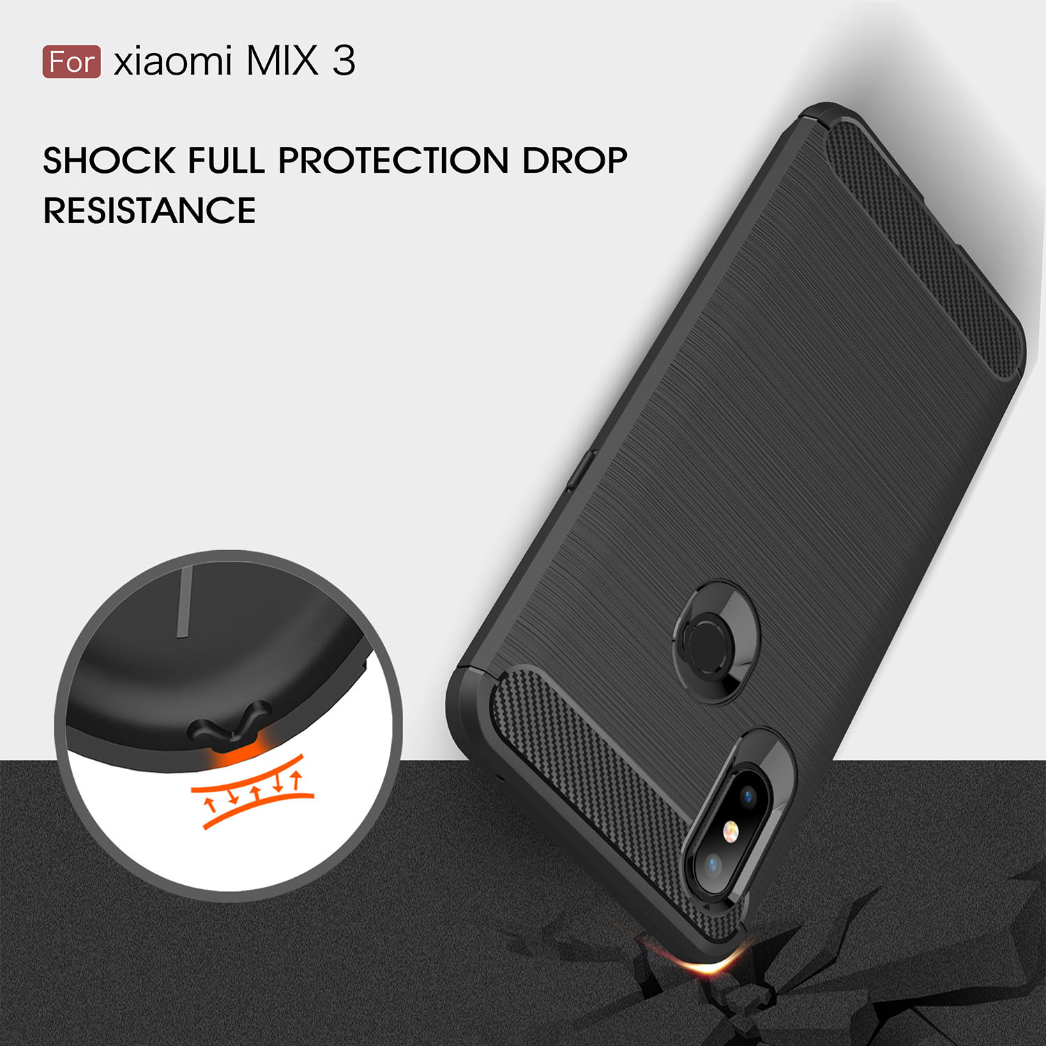 Case Xiaomi Mi Mix 3 #เคสฝาหลัง TPU นิ่มคาร์บอนไฟเบอร์ผิวแบบขัดแปรง