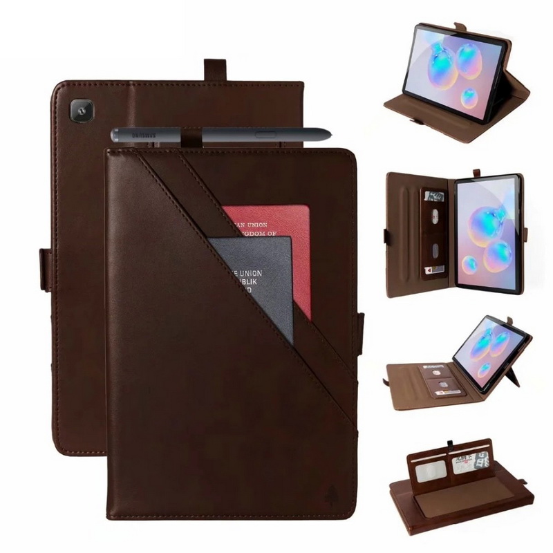 เคส Samsung Galaxy Tab S6 Lite 10.4 SM-P610 P615 P617 #เคสฝาพับหนัง PU ช่องเสียบการ์ดภายนอกและภายใน Flip Card Slots Stand Leather