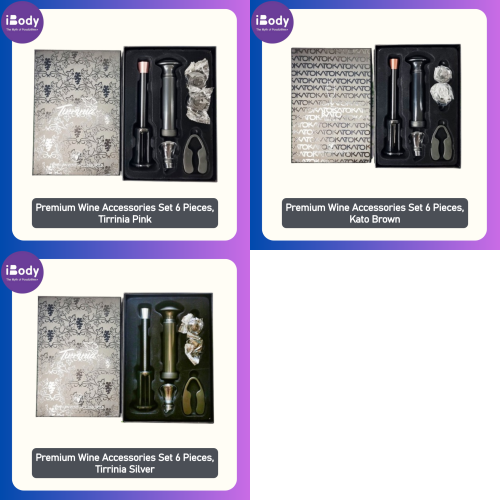 Premium Wine Accessories Set 6 Pieces ชุดเปิดขวดไวน์ อุปกรณ์เปิดขวดไวน์ Wine Opener Set, Stoppers, Pourer, Foil Cutter