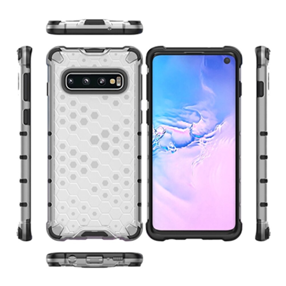 Case Samsung Galaxy S10+#เคสฝาหลังกันกระแทก Honeycomb Shock Absorber TPU + PC + Silicone Hybrid