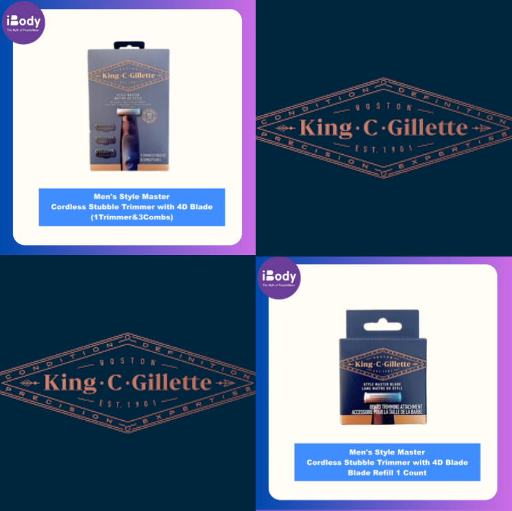 King C. Gillette® Men's Style Master Cordless Stubble Trimmer with 4D Blade ยิลเลตต์ ชุดมีดโกน หัวใบมีดเปลี่ยน Refill