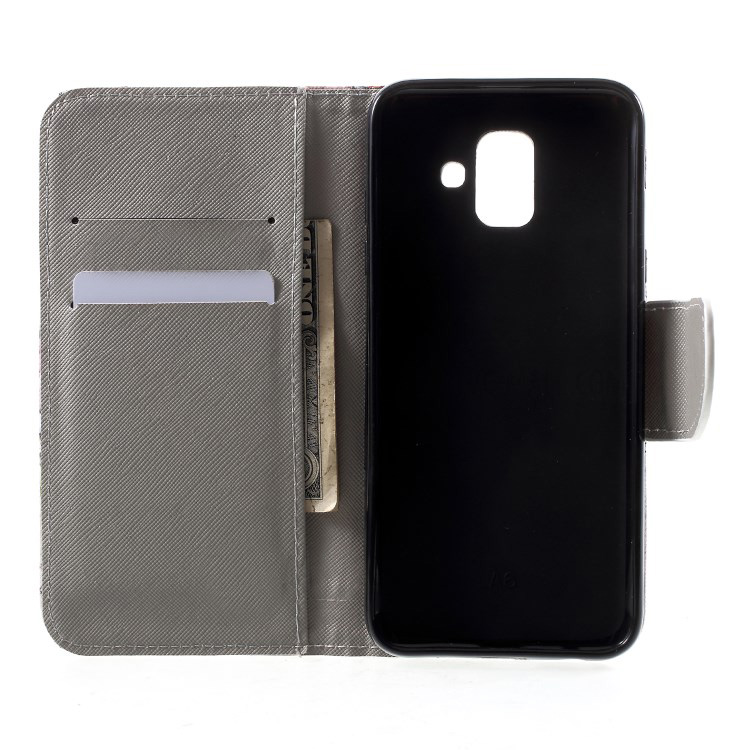 Case Samsung Galaxy A6 (2018) #เคสฝาพับหนัง PU Cross Texture Patterned Leather Wallet Cover พิมพ์ลายน่ารักๆ