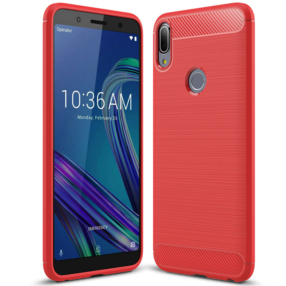 เคส Asus Zenfone Max Pro (M1) #เคสฝาหลัง TPU นิ่มคาร์บอนไฟเบอร์ผิวแบบขัดแปรง