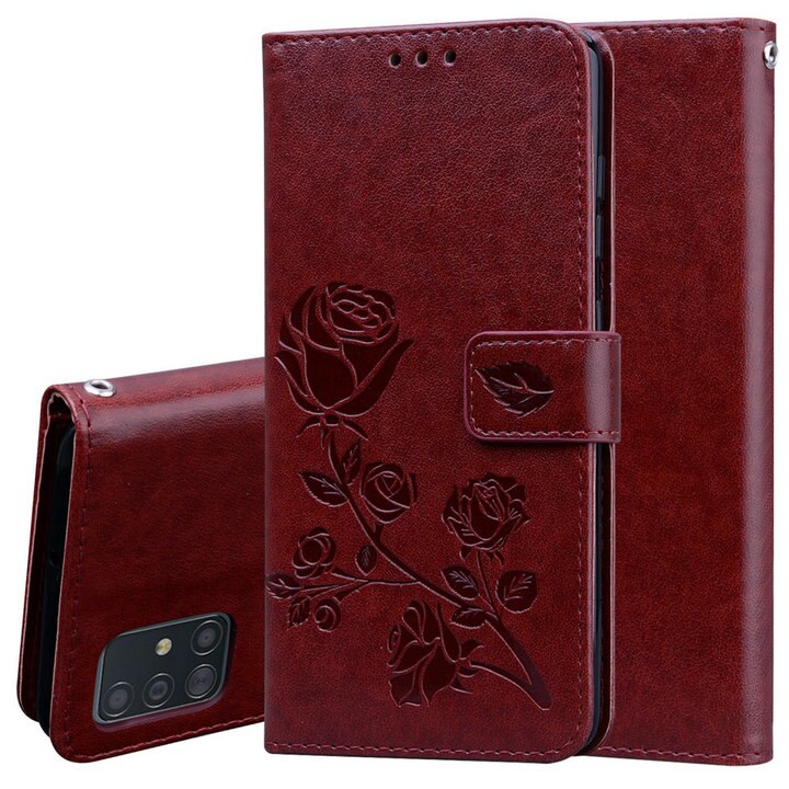 เคส Samsung Galaxy S10 lite #เคสฝาพับหนัง PU ลายดอกกุหลาบแบบกระเป๋าสตางค์ Imprinted Rose Leather
