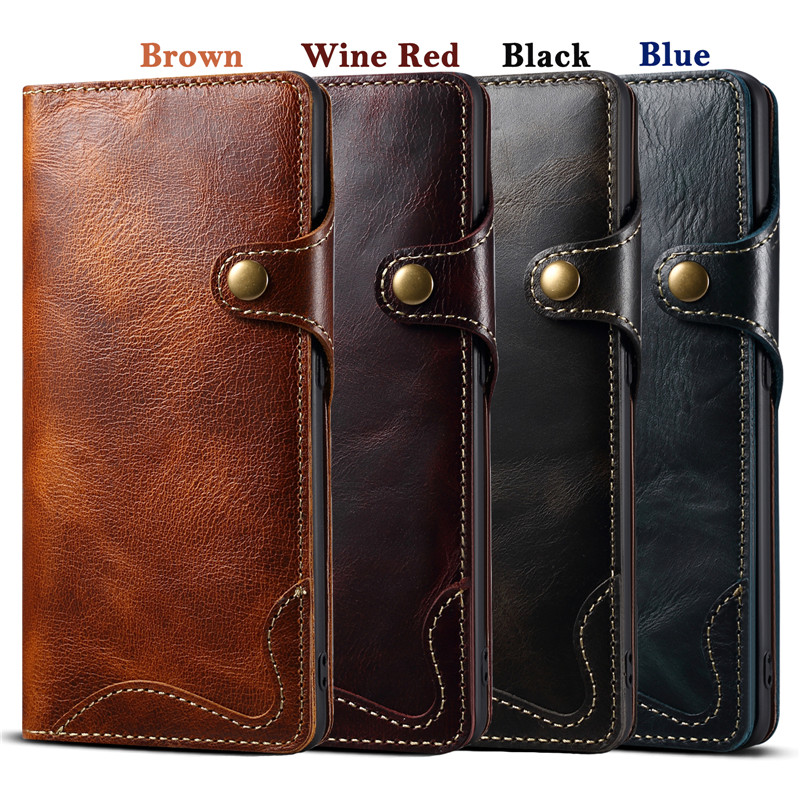Case Samsung Galaxy S23 5G#เคสฝาพับหนังแท้พร้อมสายคล้อง Genuine Wallet Leather Phone Cover with Lanyard
