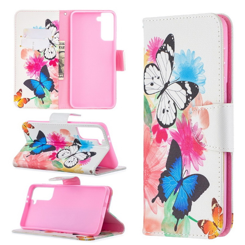 เคส Samsung Galaxy S21 #เคสฝาพับกระเป๋าสตางค์หนัง PU พิมพ์ลาย Pattern Printing PU Leather Wallet