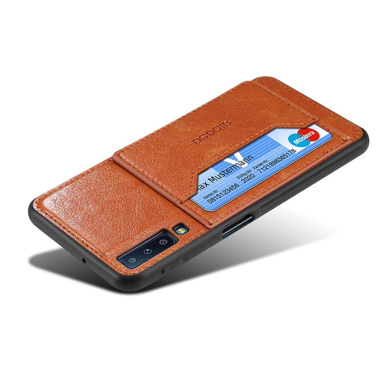 Case Samsung Galaxy A7 (2018) #เคสฝาหลัง TPU เคลือบหนัง PU Crazy Horse Leather Coated PC + TPU Hybrid