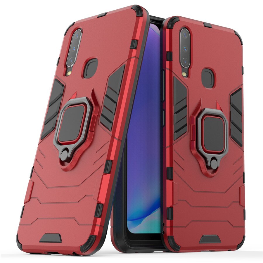 Case Vivo Y17 #เคสฝาหลังพลาสติกแข็ง +TPU Hybrid Case มีแหวนสวมนิ้วโลหะ