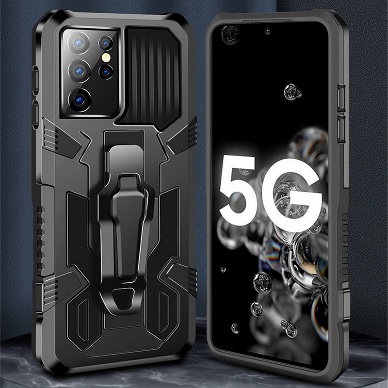 เคส Samsung Galaxy S21 FE 5G #เคสฝาหลังกันกระแทกมีคลิบหนีบ ไฮบริด พลาสติก+TPU Heavy Duty Rugged Hybrid