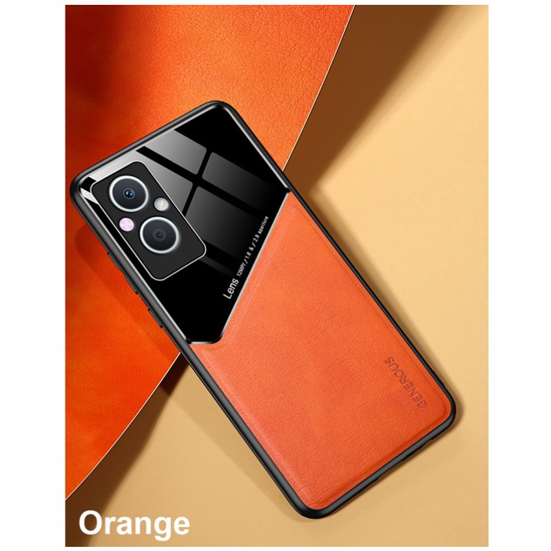 Case OPPO Reno 7z 5G #เคสฝาหลังไฮบริด PU +TPU + glass สีทูโทน Shockproof Leather Mirror Glass Silicone Phone Back Cover