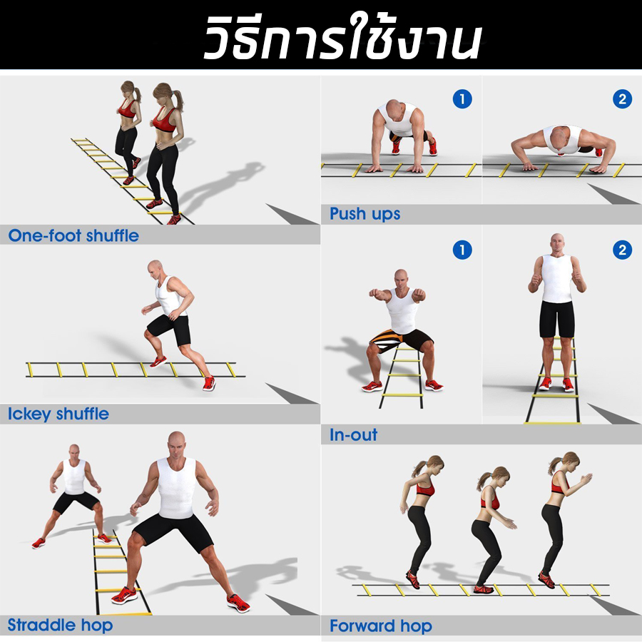 บันไดสปีดแลดเดอร์ บันไดฟิตเนส บันไดฝึกวิ่ง บันไดฝึกกำลังขา Speed Ladder (WW)