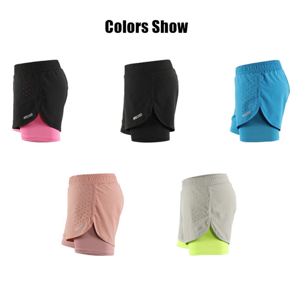 กางเกงวิ่ง ขาสั้นผู้หญิง 2-in-1 มีซับใน มีซิปกระเป๋าหลัง ARSUXEO (G7)