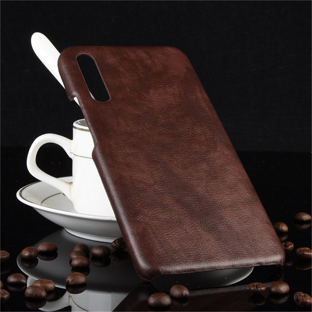 เคส Huawei Y9s #เคสฝาหลังพลาสติกแข็งเคลือบหนัง PU ลายผิวลิ้นจี่ Litchi Skin Leather Coated