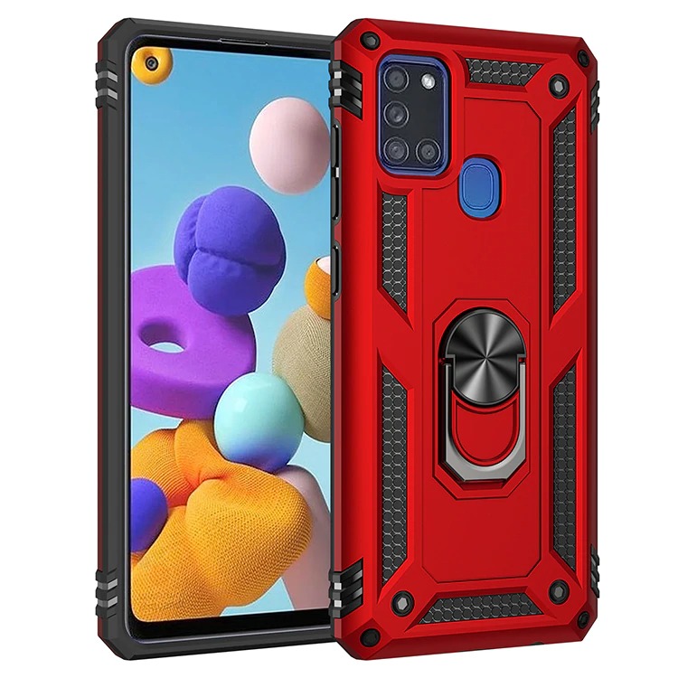 เคส Samsung Galaxy A21s #เคสฝาหลัง Hybrid TPU+PC มีแหวนสวมนิ้ว