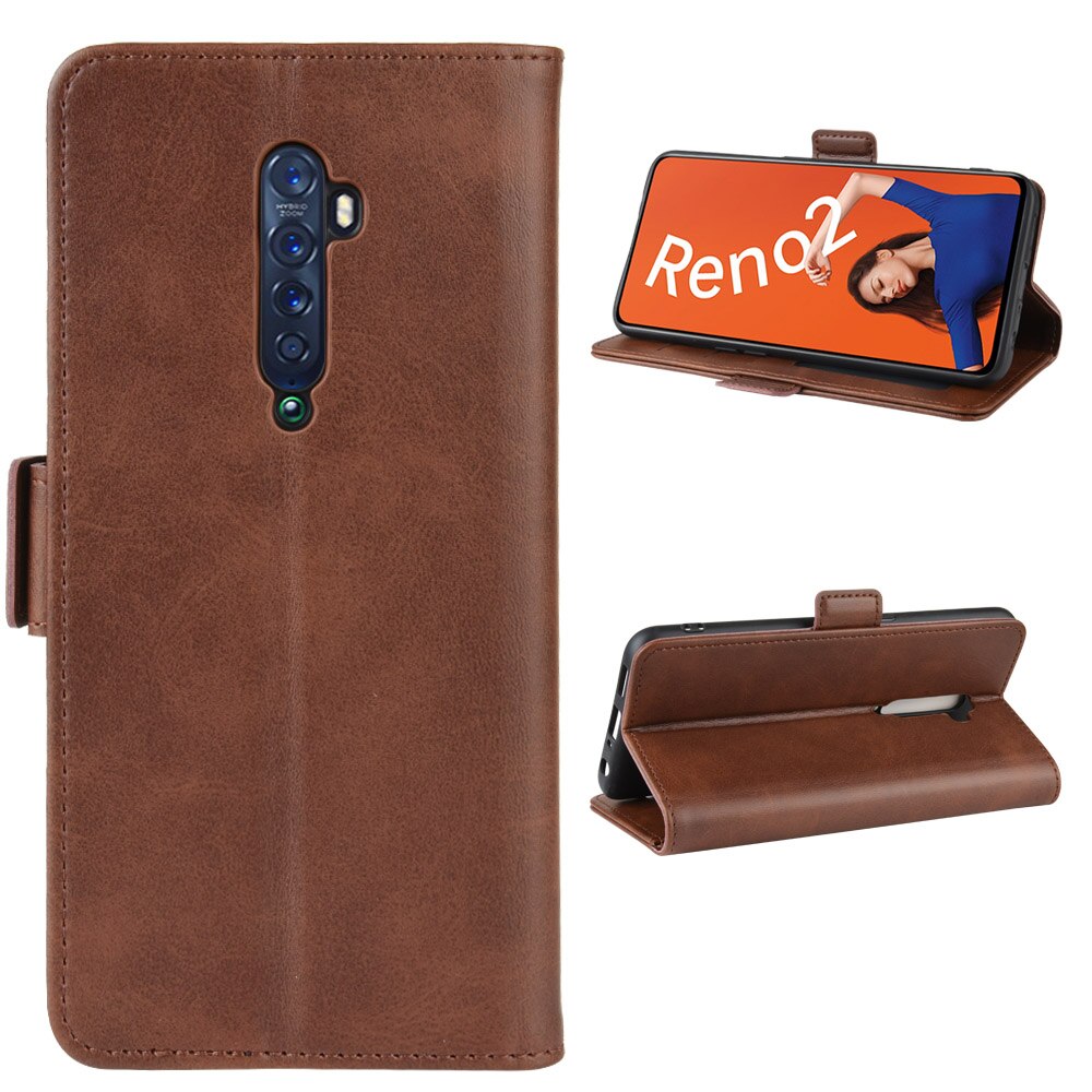 เคส OPPO Reno 2 #เคสฝาพับหนัง PU มีแถบปิดแม่เหล็กสไตล์กระเป๋าสตางค์